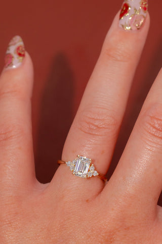 Emerald Pave Engagement Ring – 1 CT Lab Grown Diamond