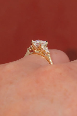 Emerald Pave Engagement Ring – 1 CT Lab Grown Diamond