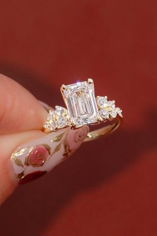 Emerald Pave Engagement Ring – 1 CT Lab Grown Diamond