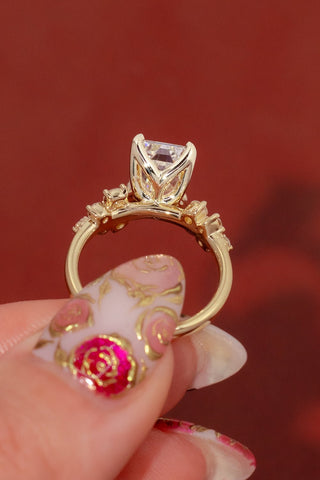 Emerald Pave Engagement Ring – 1 CT Lab Grown Diamond