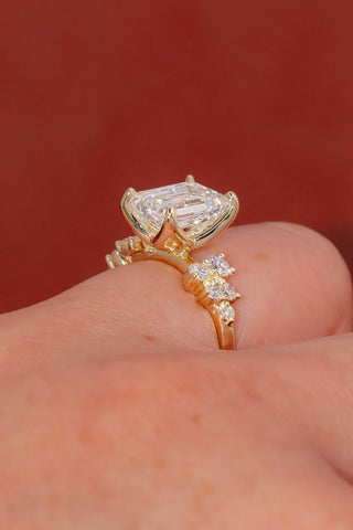 Emerald Pave Engagement Ring – 1 CT Lab Grown Diamond