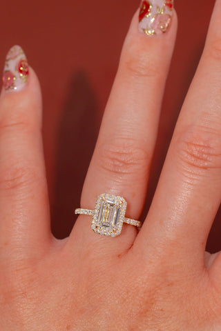 Emerald Pave Engagement Ring – 1 CT Lab Grown Diamond
