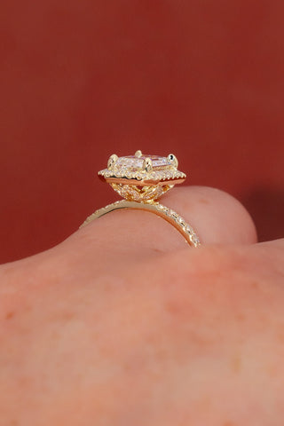 Emerald Pave Engagement Ring – 1 CT Lab Grown Diamond