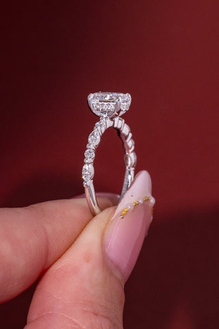 Emerald Pave Engagement Ring – 1 CT Lab Grown Diamond