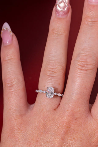 Emerald Pave Engagement Ring – 1 CT Lab Grown Diamond