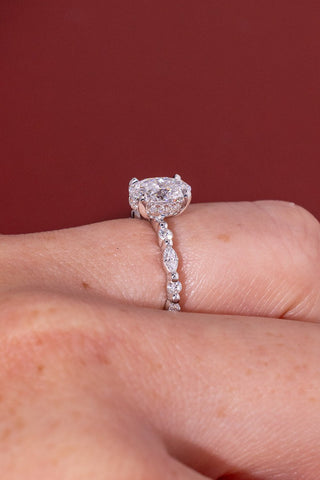 Emerald Pave Engagement Ring – 1 CT Lab Grown Diamond