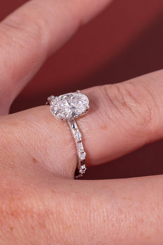 Emerald Pave Engagement Ring – 1 CT Lab Grown Diamond