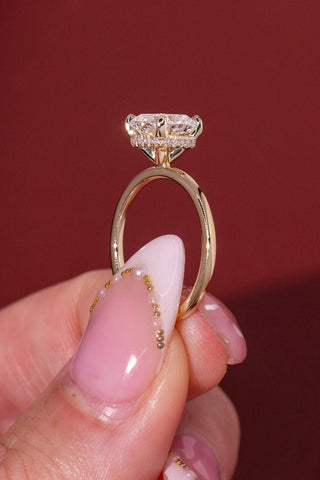 Emerald Pave Engagement Ring – 1 CT Lab Grown Diamond