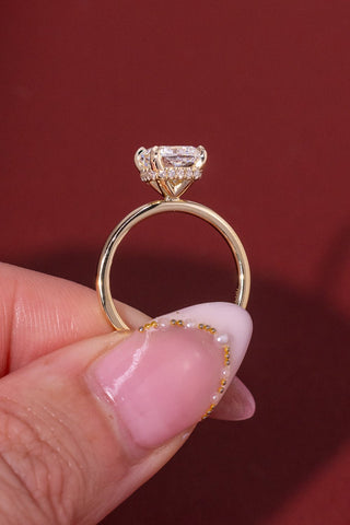 Emerald Pave Engagement Ring – 1 CT Lab Grown Diamond