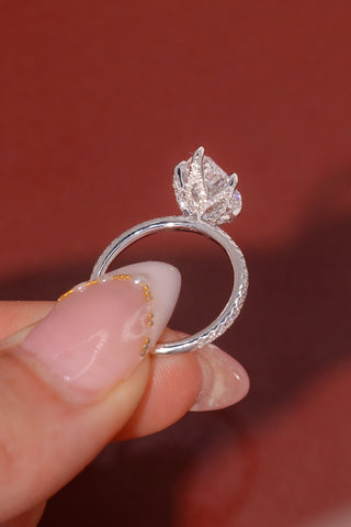 Emerald Pave Engagement Ring – 1 CT Lab Grown Diamond