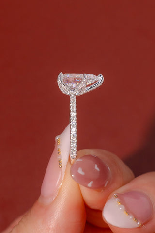 Emerald Pave Engagement Ring – 1 CT Lab Grown Diamond