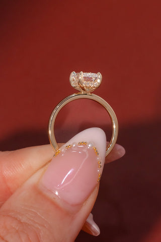 Emerald Pave Engagement Ring – 1 CT Lab Grown Diamond