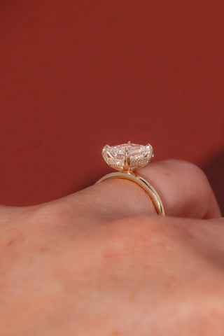 Emerald Pave Engagement Ring – 1 CT Lab Grown Diamond