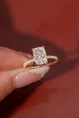 Emerald Pave Engagement Ring – 1 CT Lab Grown Diamond