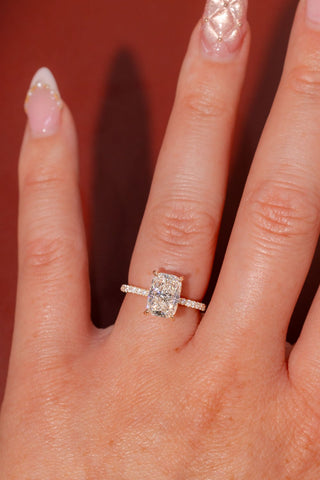 Emerald Pave Engagement Ring – 1 CT Lab Grown Diamond