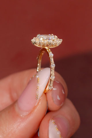 Emerald Pave Engagement Ring – 1 CT Lab Grown Diamond