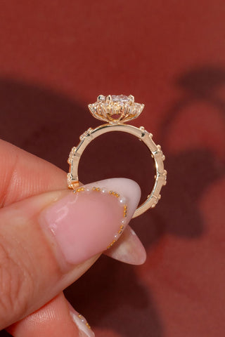 Emerald Pave Engagement Ring – 1 CT Lab Grown Diamond