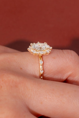 Emerald Pave Engagement Ring – 1 CT Lab Grown Diamond
