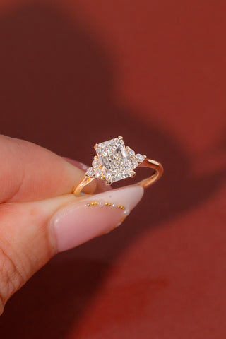 Emerald Pave Engagement Ring – 1 CT Lab Grown Diamond