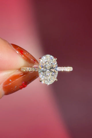 Emerald Pave Engagement Ring – 1 CT Lab Grown Diamond