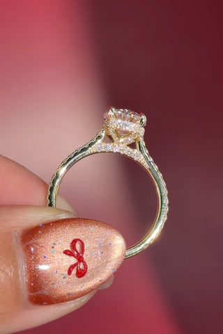 Emerald Pave Engagement Ring – 1 CT Lab Grown Diamond