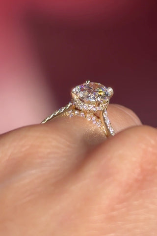 Emerald Pave Engagement Ring – 1 CT Lab Grown Diamond