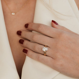 Emerald Pave Engagement Ring – 1 CT Lab Grown Diamond
