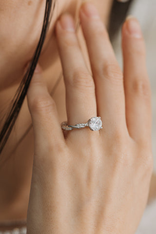 Emerald Pave Engagement Ring – 1 CT Lab Grown Diamond