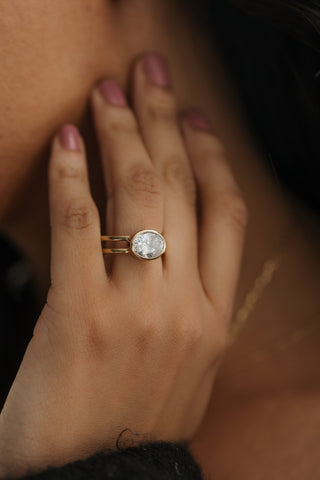 Emerald Pave Engagement Ring – 1 CT Lab Grown Diamond