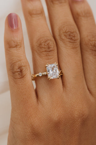 Emerald Pave Engagement Ring – 1 CT Lab Grown Diamond