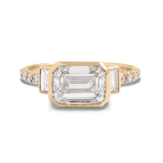 Emerald Pave Engagement Ring – 1 CT Lab Grown Diamond