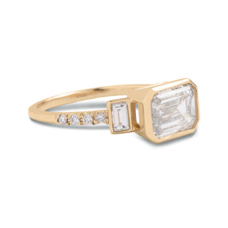 Emerald Pave Engagement Ring – 1 CT Lab Grown Diamond