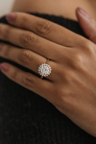 Emerald Pave Engagement Ring – 1 CT Lab Grown Diamond