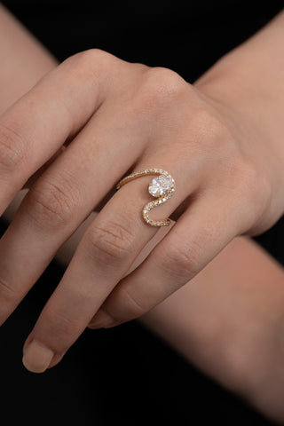 Emerald Pave Engagement Ring – 1 CT Lab Grown Diamond