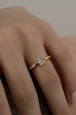 Emerald Pave Engagement Ring – 1 CT Lab Grown Diamond