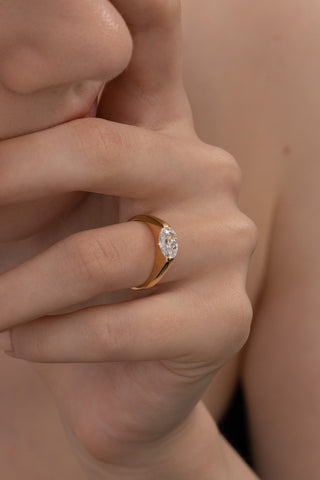 Emerald Pave Engagement Ring – 1 CT Lab Grown Diamond