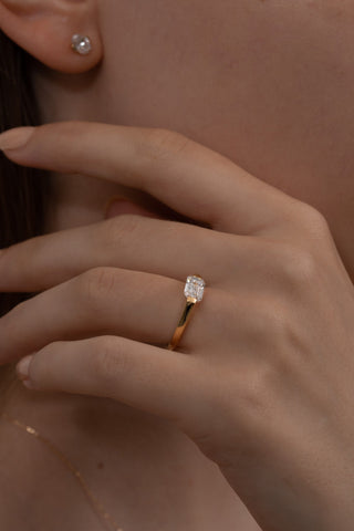 Emerald Pave Engagement Ring – 1 CT Lab Grown Diamond