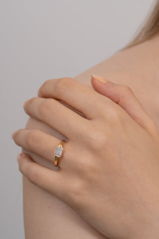Emerald Pave Engagement Ring – 1 CT Lab Grown Diamond