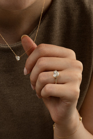 Emerald Pave Engagement Ring – 1 CT Lab Grown Diamond