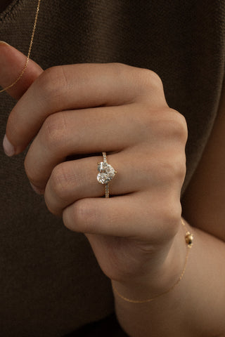 Emerald Pave Engagement Ring – 1 CT Lab Grown Diamond