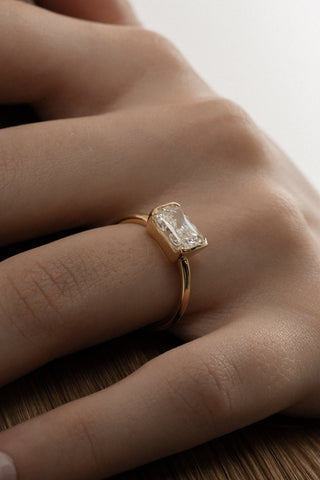 Emerald Pave Engagement Ring – 1 CT Lab Grown Diamond