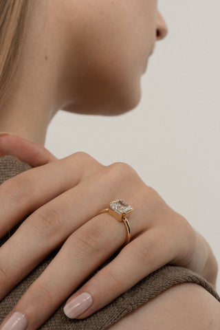 Emerald Pave Engagement Ring – 1 CT Lab Grown Diamond