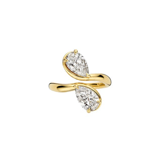 Timeless 2.4 CT Pear Cut Toi Et Moi Styled Lab Grown Diamond Engagement Ring