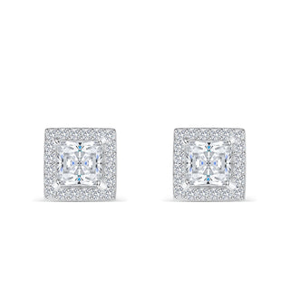 1.0 CT Princess Cut Halo Stud Moissanite Earrings 5