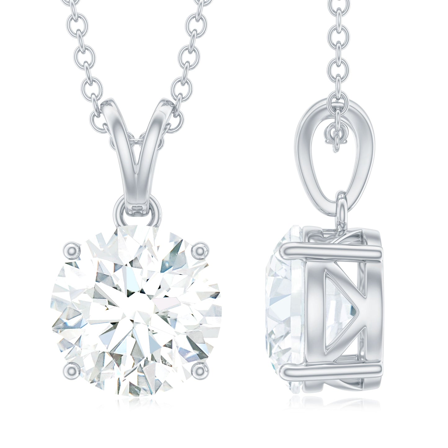 2.10 TCW Round Solitaire Moissanite Necklace