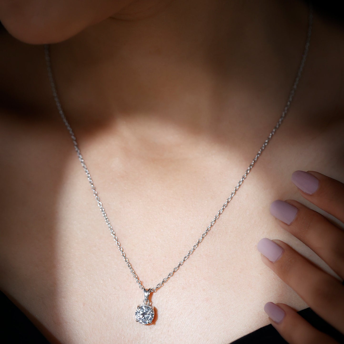 2.10 TCW Round Solitaire Moissanite Necklace