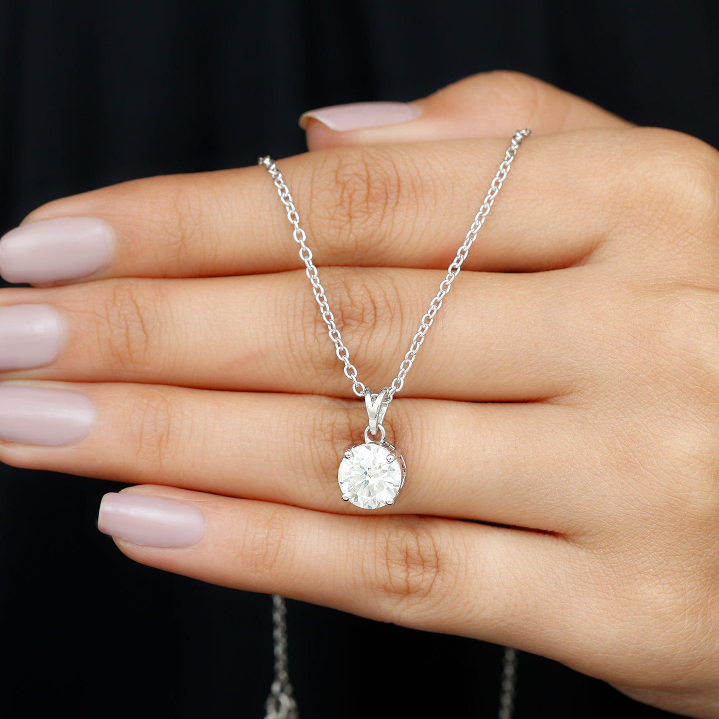 2.10 TCW Round Solitaire Moissanite Necklace