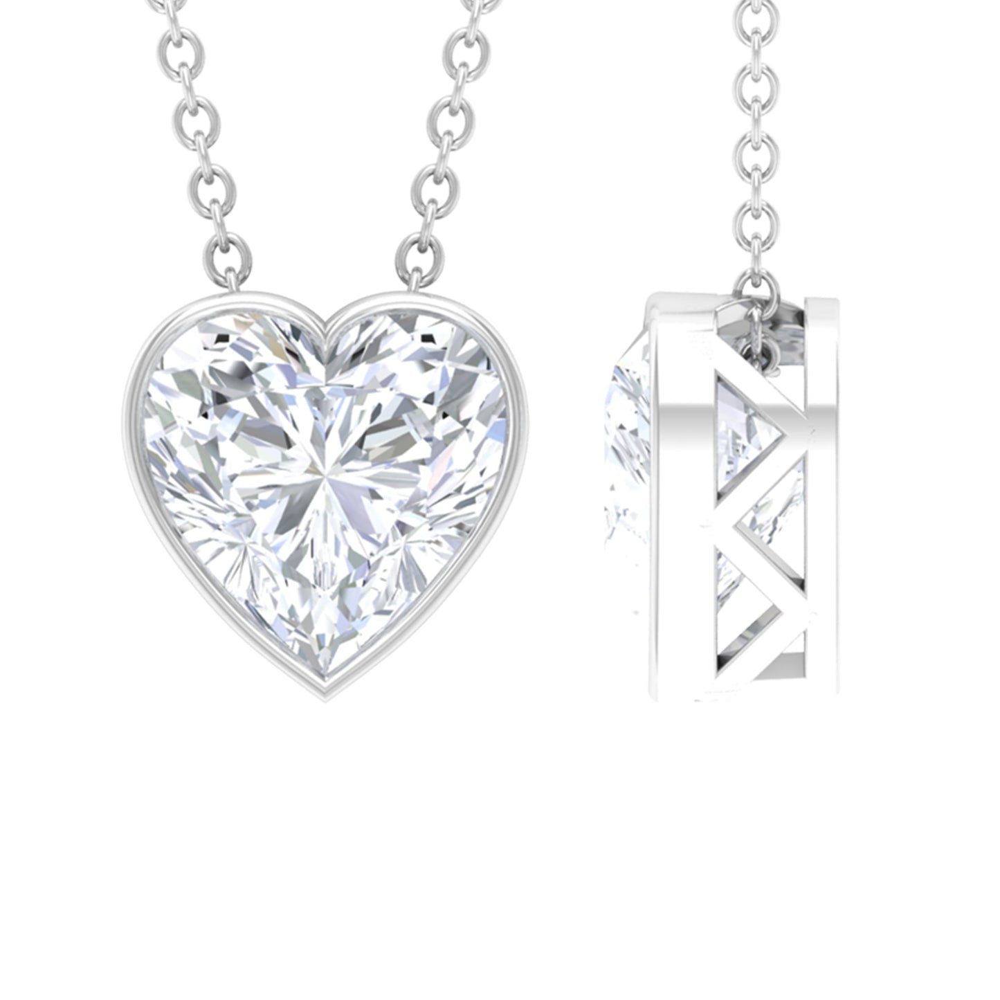 2.10 CT Heart Bezel  Moissanite Necklace