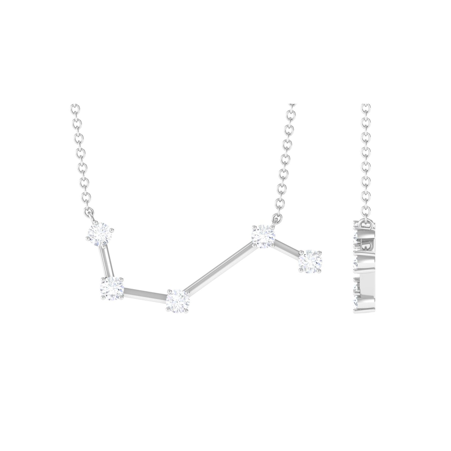 0.45 TCW Round Aries Constellation Moissanite Necklace