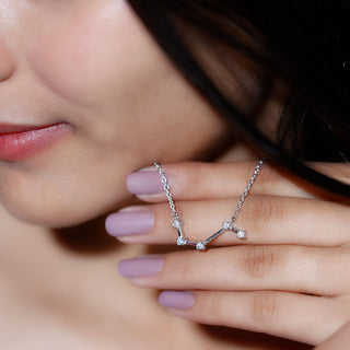 0.45 TCW Round Aries Constellation Moissanite Necklace 4